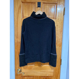 Tory Burch Black Alpaca Blend Turtleneck Sweater Medium